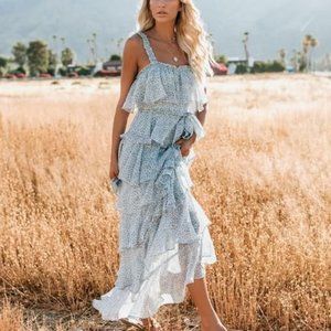 VICI Mystic Ocean Tiered Ruffle Maxi Dress